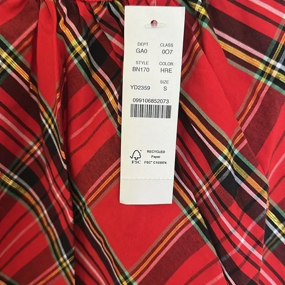 Brand new with tag Ruffleneck sleeveless poplin top Good Tidings plaid small - Picture 6 of 12